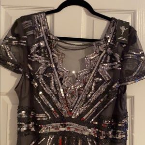 Stunning Charcoal gray beaded Cocktail or evening